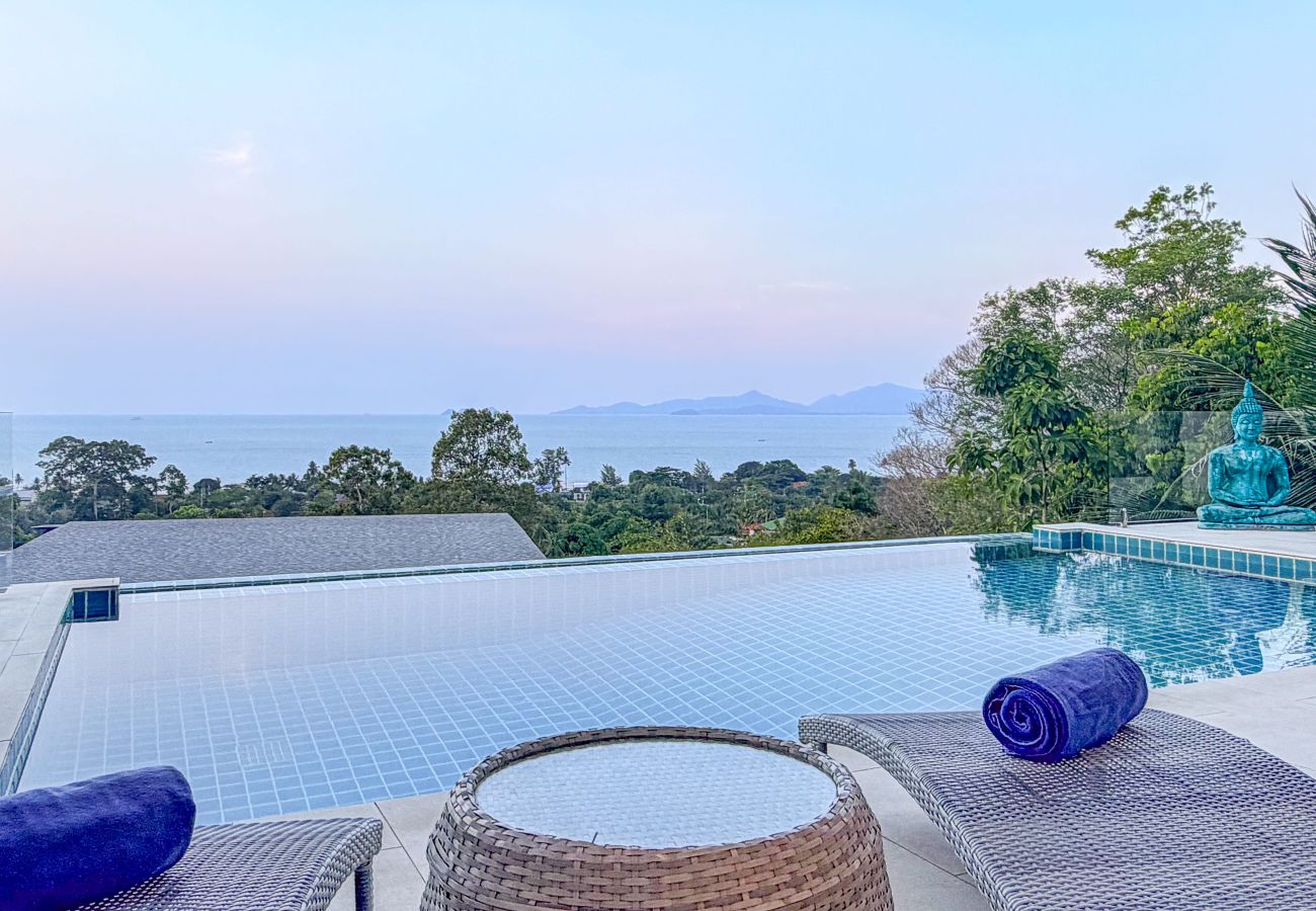 Villa à Ko Samui - Villa Azula Designer Hillside Villa with Sunset Sea Views & Bali-Inspired Living
