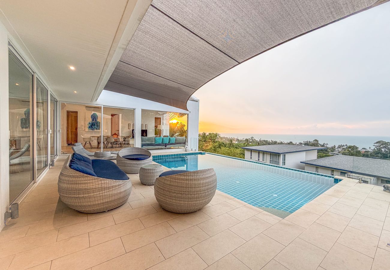 Villa à Ko Samui - Villa Azula Designer Hillside Villa with Sunset Sea Views & Bali-Inspired Living