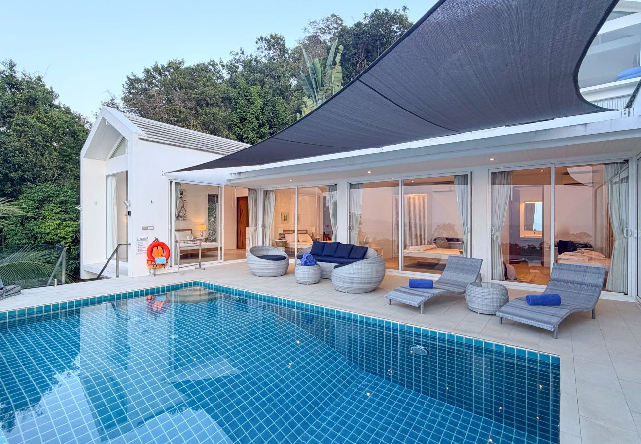 Villa à Ko Samui - Villa Azula Designer Hillside Villa with Sunset Sea Views & Bali-Inspired Living