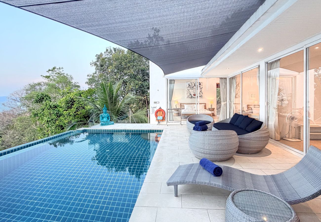 Villa à Ko Samui - Villa Azula Designer Hillside Villa with Sunset Sea Views & Bali-Inspired Living